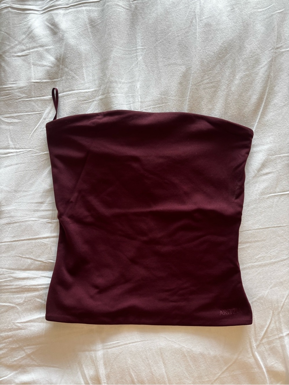 Aritzia Contour Strapless Top in Burgundy